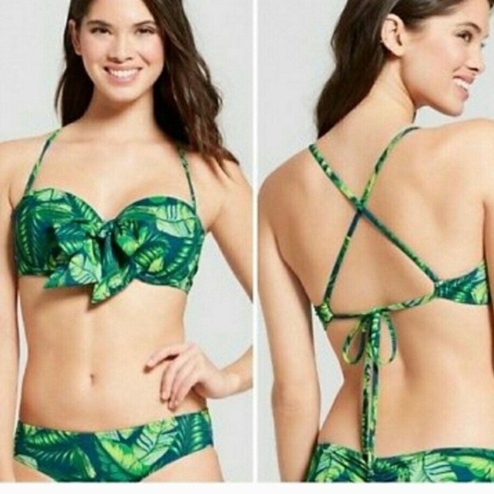 Shade & shore palm leaf green bikini top 36C